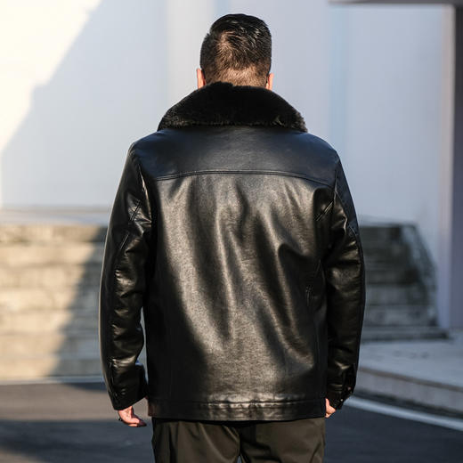 【新款DTX】大依优型大码大毛领皮衣棉服加绒皮夹克PU外套加肥加大肥佬休闲上衣男士胖子秋冬 商品图3