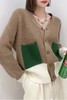 LNNNS V领撞色针织开衫 15027 商品缩略图1