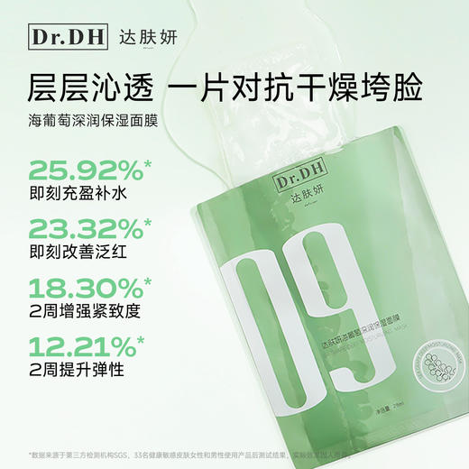 达肤妍海葡萄面膜面部保湿小分子玻尿酸补水修护舒缓润肤弹嫩 5片/盒 商品图2