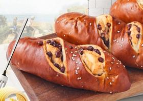 凯瑞美家 红豆碱水法棍360g 3个 西式面包 家庭早餐 冷冻烘焙下午茶点心 100015404327