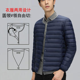 半身缘男装 冬季内穿保暖无领轻薄打底羽绒内胆外套羽绒服02033