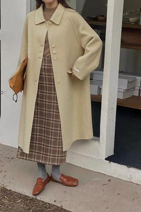 Le Malene 学院风咖色格纹半裙 19262