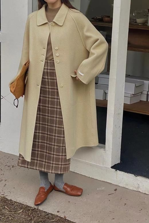 Le Malene 学院风咖色格纹半裙 19262 商品图0