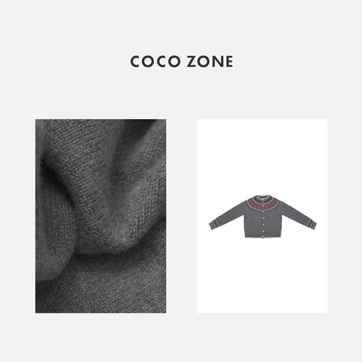 COCO ZONE 绵羊毛山羊绒慵懒风拼色圆领针织衫CC2D2738 商品图2
