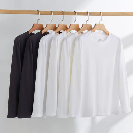 250g纯棉长袖T恤衫打底衫白色黑色 商品图2