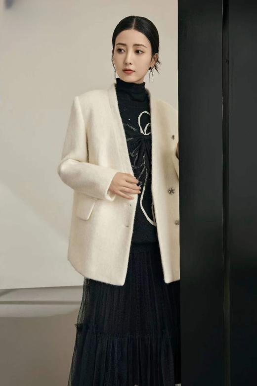 Le Malene 无领羊毛加厚外套 19336【不含胸针】 商品图5