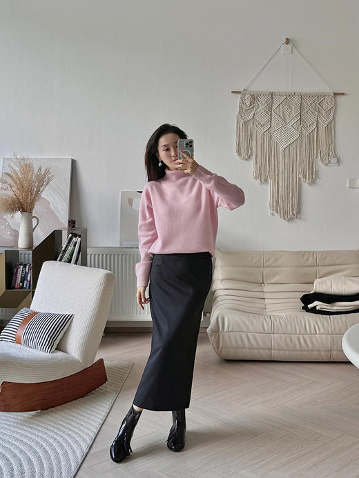 简约宽松感 全羊毛高领针织毛衣 商品图6