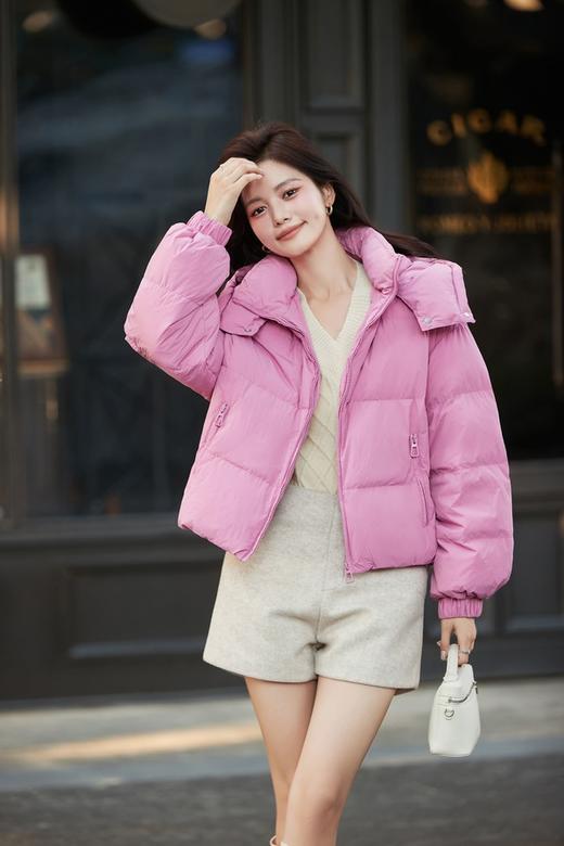 ANSUABEL 粉色短款白鸭绒外套 19482 商品图1