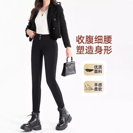 百媚生 羽绒牛仔裤女冬季保暖高腰修身小脚裤24818 商品图0