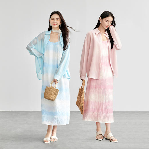 【内购】海岛碎片度假渐变扎染设计感吊带连衣裙海浪裙慵懒宽松长裙-151L57656 商品图3