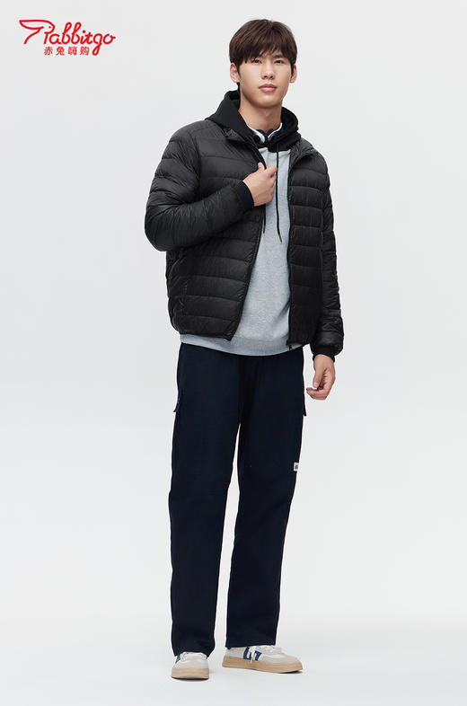 赤兔嗨购轻薄羽绒服男2024年冬季新款立领连帽修身运动短款鸭绒保暖外套 商品图3