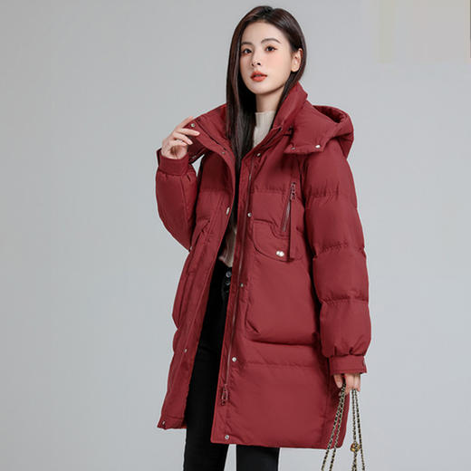 丁摩 两拉链款中长款白鸭绒加厚宽松高端保暖羽绒服秋冬女4ZF- 9360 商品图0