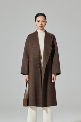Le Malene 高端精致款棕色长款羊毛大衣 19328
