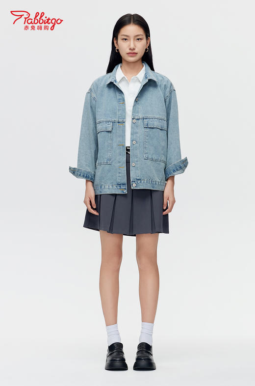 赤兔嗨购复古百搭休闲长袖牛仔外套女秋季2024新款开衫宽松显瘦夹克上衣潮 商品图4