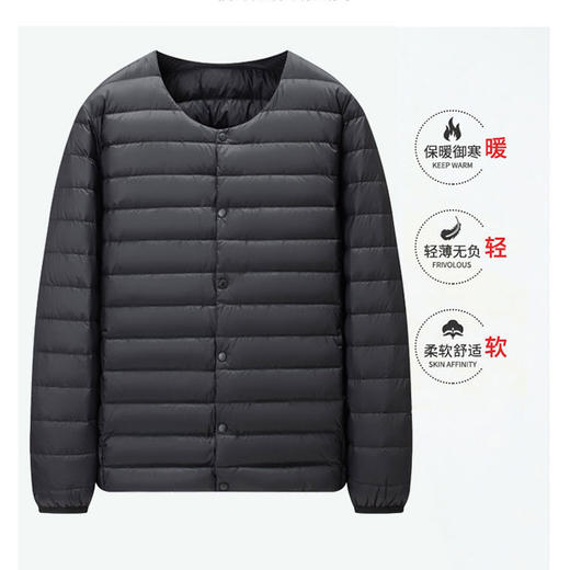 半身缘男装 冬季内穿保暖无领轻薄打底羽绒内胆外套羽绒服02033 商品图3