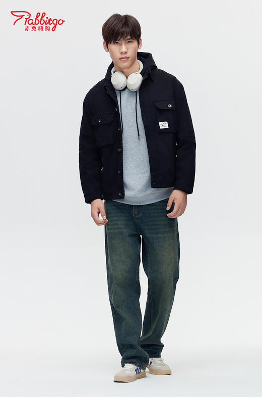 赤兔嗨购2024年秋季新款男士翻领牛仔夹克气质时尚宽松百搭男款外套 商品图4