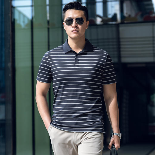 加强版隐侠轻量速干POLO衫加强版男翻领夏季薄款速干条纹休闲清凉 商品图3