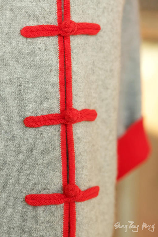 盛唐牡丹| 羊绒立领对襟儿童加厚外套(4-6岁)-红灰可选 商品图7