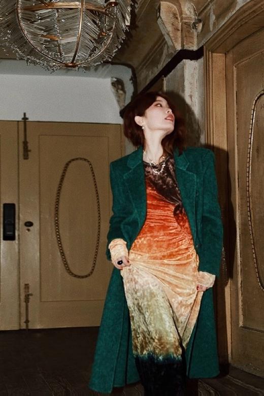 ESTELLICA 高端时髦款深绿色长款羊毛大衣 19381 商品图1