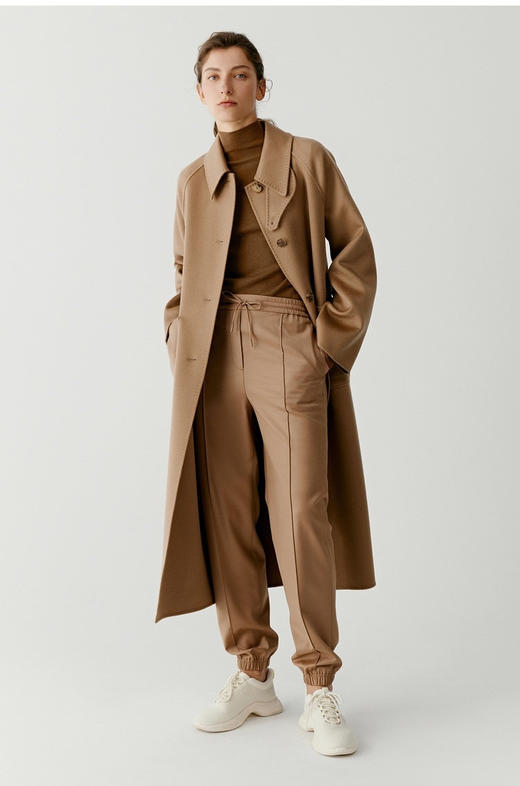 全羊绒轻暖双面呢插肩袖大衣 舒适廓形 简约大气 直身版型 适应各种身型 经典衬衫领 搭配扣袢 多种穿法 光泽低调雅致 商品图2