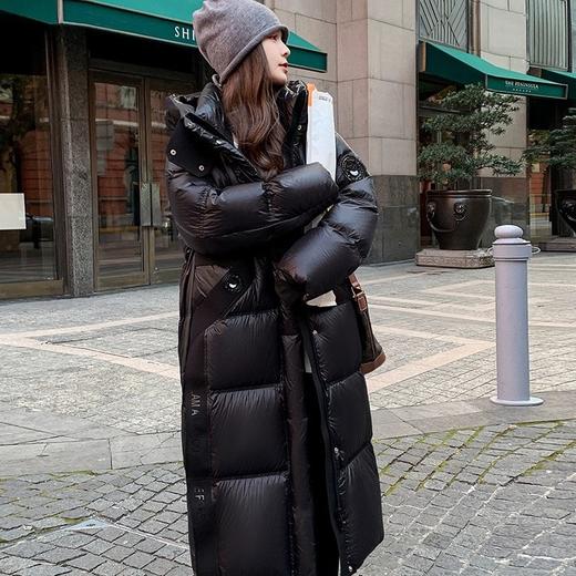 丁摩 90白鹅绒长款连帽外套女爆款黑金羽绒服大衣4ZF-20810 商品图1