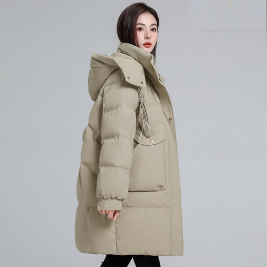 丁摩 两拉链款中长款白鸭绒加厚宽松高端保暖羽绒服秋冬女4ZF- 9360 商品图3