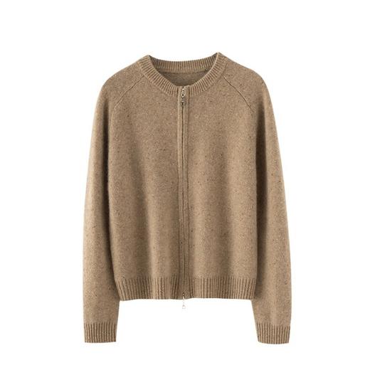 丁摩 100%山羊绒开衫女纯色外套拉链毛衣针织衫HK-833 商品图4