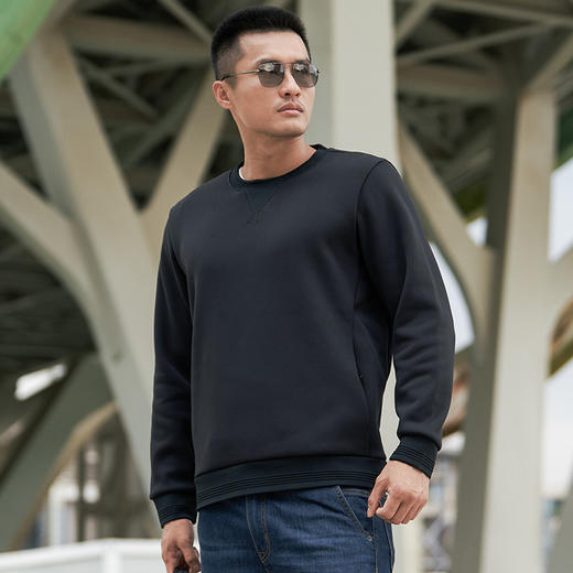 重型基础款圆领战术卫衣加绒长袖户外运动休闲时尚百搭男士 商品图0