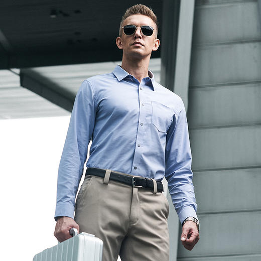 【张译同款】三代暗刃牛津纺长袖速干衬衫男衬衣遮肚腩春秋商务休闲通勤 商品图2