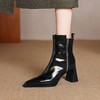 【预售5天】尖头高跟靴女秋冬季保暖英伦风职业马丁靴洋气粗跟短靴SLLK&sl-7856 商品缩略图3