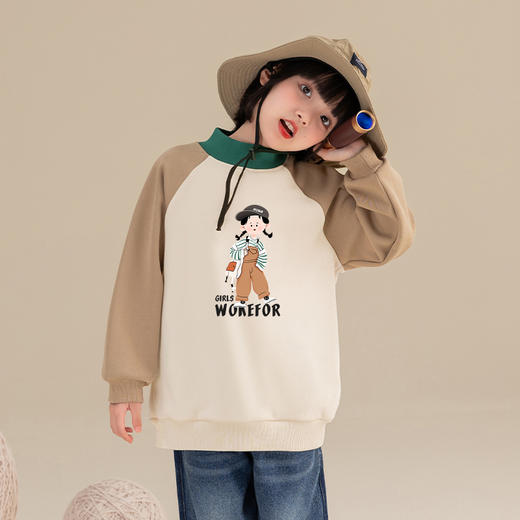 儿童保暖上衣秋冬款2024新款女童加绒卫衣冬季加厚中大童衣服冬装 商品图4