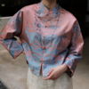 盛唐婧| 重磅桑蚕丝老缎新中式对花外套-粉蓝色 商品缩略图0