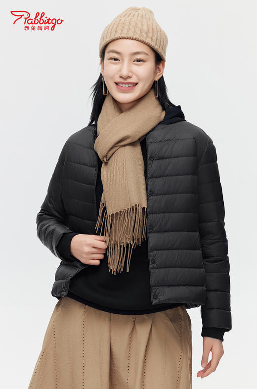 赤兔嗨购轻薄羽绒服女2024年冬季新款圆领修身运动短款内胆鸭绒保暖外套 商品图5