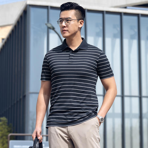 加强版隐侠轻量速干POLO衫加强版男翻领夏季薄款速干条纹休闲清凉 商品图0