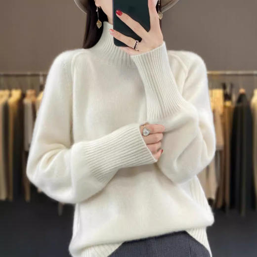丁摩 高领加厚100羊毛衫女套头针织打底衫毛衣11407 商品图2