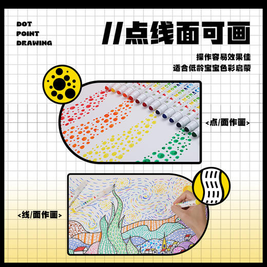 FlowerMonaco花芽 儿童水彩笔套装幼儿园无毒可水洗画笔宝宝画画涂鸦笔绘画幼儿画笔套装婴儿24色圆头水溶性马克笔 3岁+ 商品图4