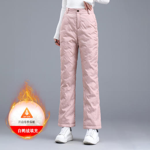 丁摩 女士羽绒裤女外穿时尚修身喇叭裤女高腰显瘦裤子微喇加厚保暖棉裤4ZF-9988 商品图7