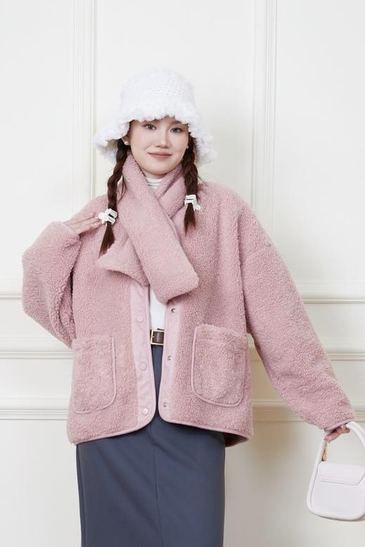 LNNNS 粉色短款毛绒围巾外套套装 19289 商品图0
