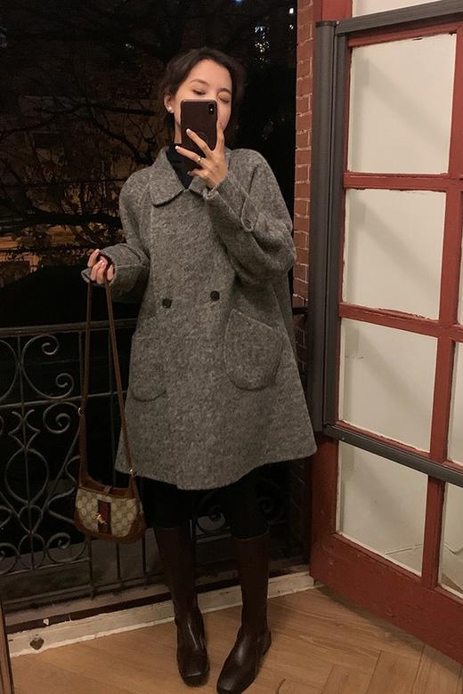 ESTELLICA 深灰色中长款宽版羊毛大衣 19309 商品图3