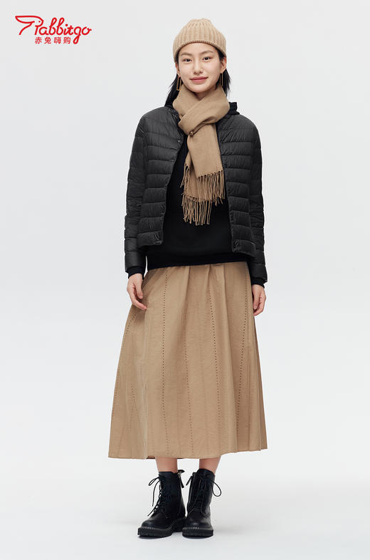 赤兔嗨购轻薄羽绒服女2024年冬季新款圆领修身运动短款内胆鸭绒保暖外套 商品图6