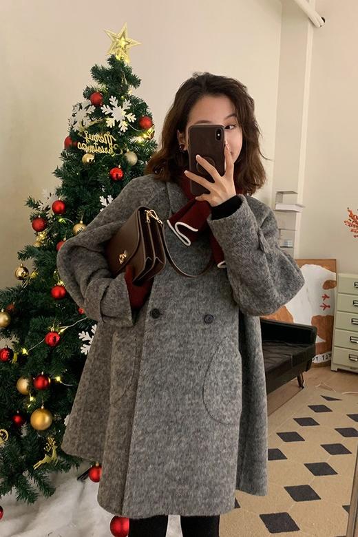 ESTELLICA 深灰色中长款宽版羊毛大衣 19309 商品图2