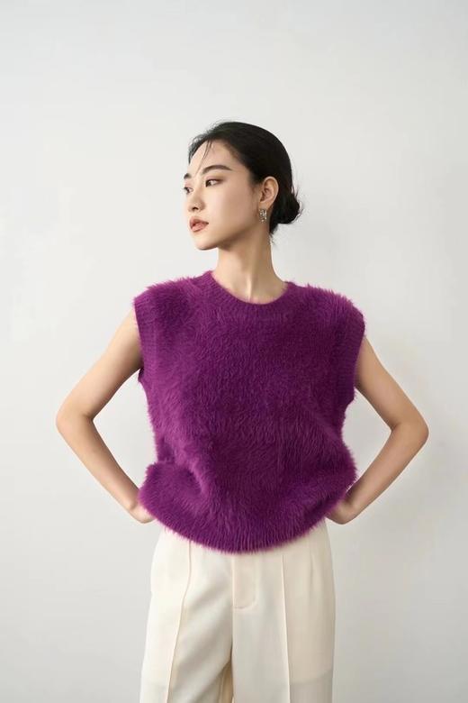 ANSUABEL 紫色时髦款针织背心上衣 19226 商品图0