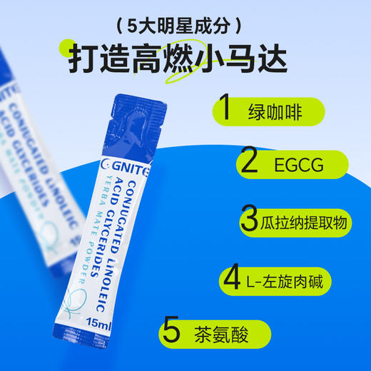 美国进口GNITE共轭亚油酸甘油酯马黛茶 15ml*10条/盒 商品图1