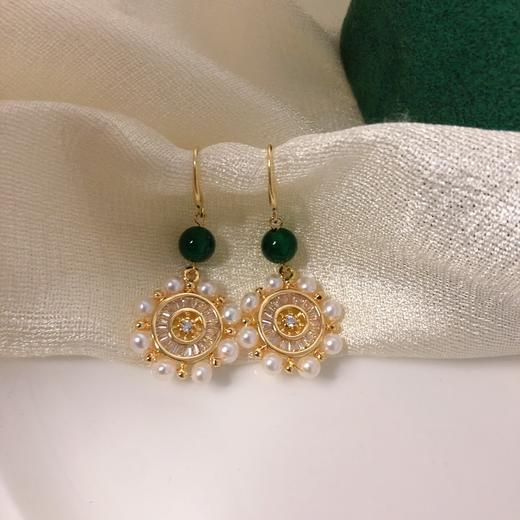 7DAYS幸运年轮玉髓珍珠耳环 商品图1