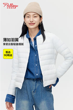 赤兔嗨购轻薄羽绒服女2024年冬季新款圆领修身运动短款内胆鸭绒保暖外套
