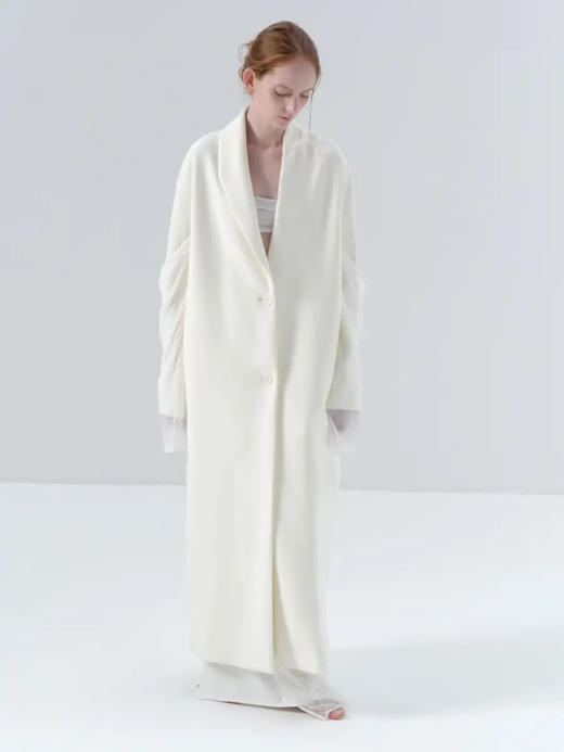 ranyepersonal｜coat 拼接袖不对称白色长款 [ 白TOUCH24CO02-2 ] 商品图11