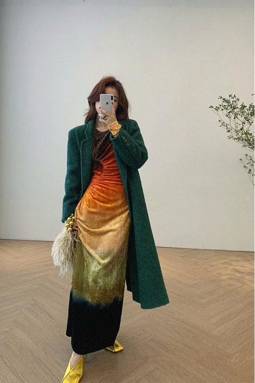 ESTELLICA 高端时髦款深绿色长款羊毛大衣 19381 商品图3