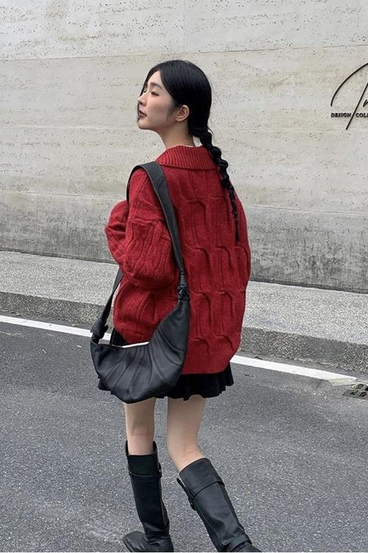 ANSUABEL 韩版慵懒设计感宽松毛衣 19243 商品图6