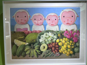 杨媛媛《国泰民安之全家福》版画