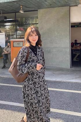 L.Fleuri 黑色碎花温柔两件套 15013